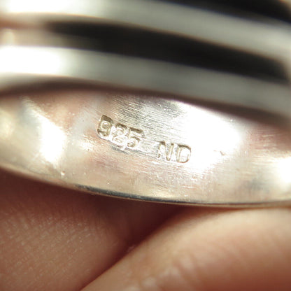 925 Sterling Silver Vintage Modernist Ribbed Ring Size 8.25