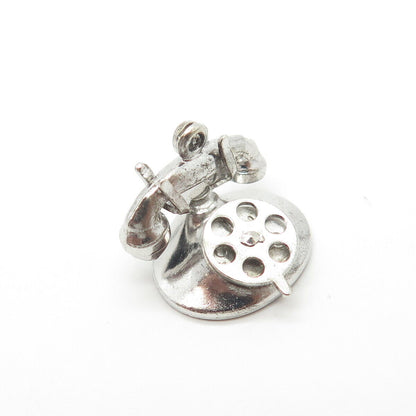 925 Sterling Silver Antique Art Deco Retro Phone Charm Pendant