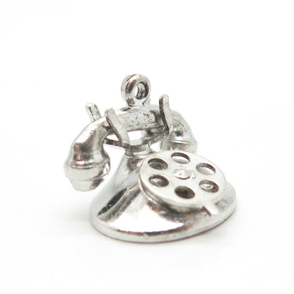 925 Sterling Silver Antique Art Deco Retro Phone Charm Pendant