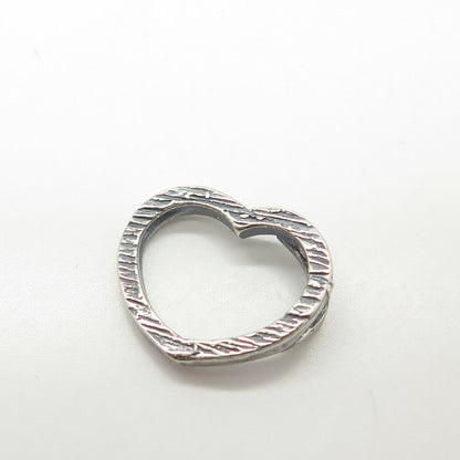 925 Sterling Silver Vintage Textured Open Heart Slide Pendant