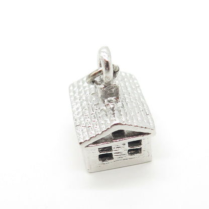 925 Sterling Silver Antique Art Deco Enamel Old House Charm Pendant