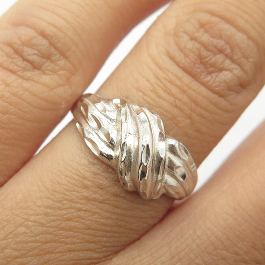 925 Sterling Silver Vintage Modernist Swirl Ring Size 7.5