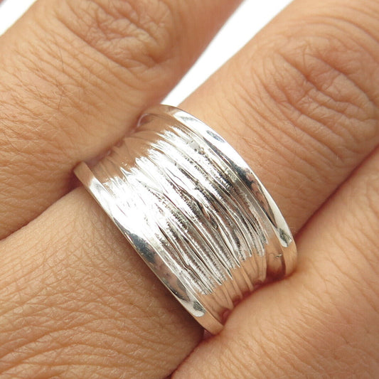 925 Sterling Silver Vintage Modernist Ring Size 8.25