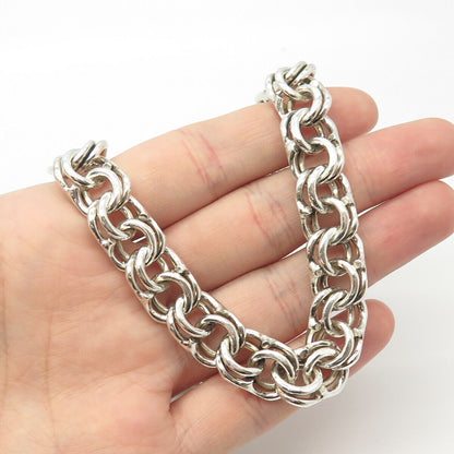 925 Sterling Silver Vintage 156.5g Solid Curb Chain Protection Lock Necklace 24"