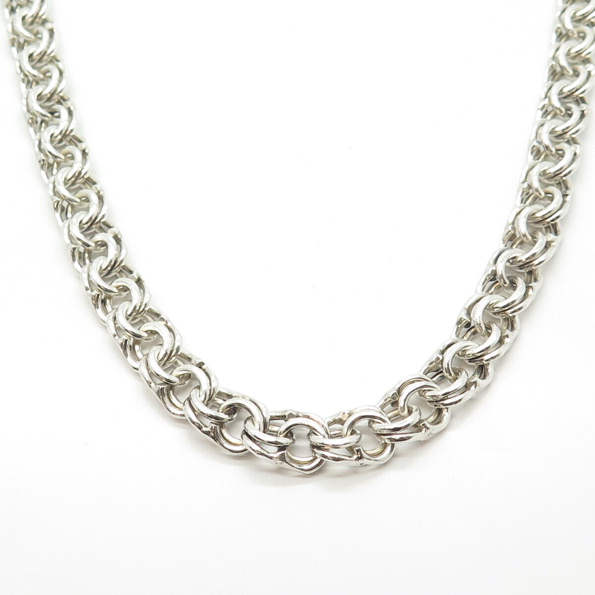 925 Sterling Silver Vintage 156.5g Solid Curb Chain Protection Lock Necklace 24"