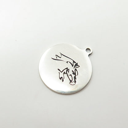 925 Sterling Silver USA Two In Town Horse Charm Pendant