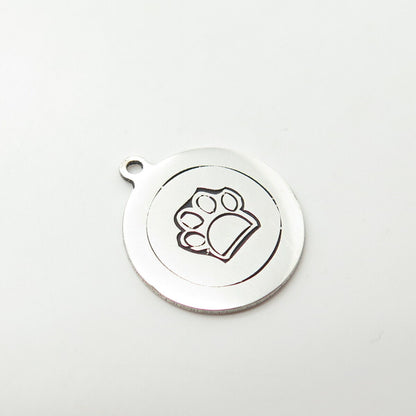 925 Sterling Silver USA Two In Town Paw Charm Pendant