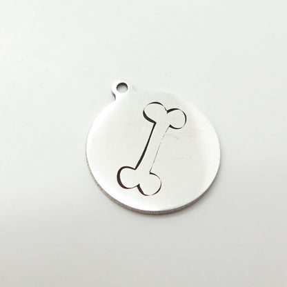 925 Sterling Silver USA Two In Town Dog Bone Charm Pendant