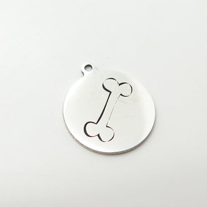 925 Sterling Silver USA Two In Town Dog Bone Charm Pendant