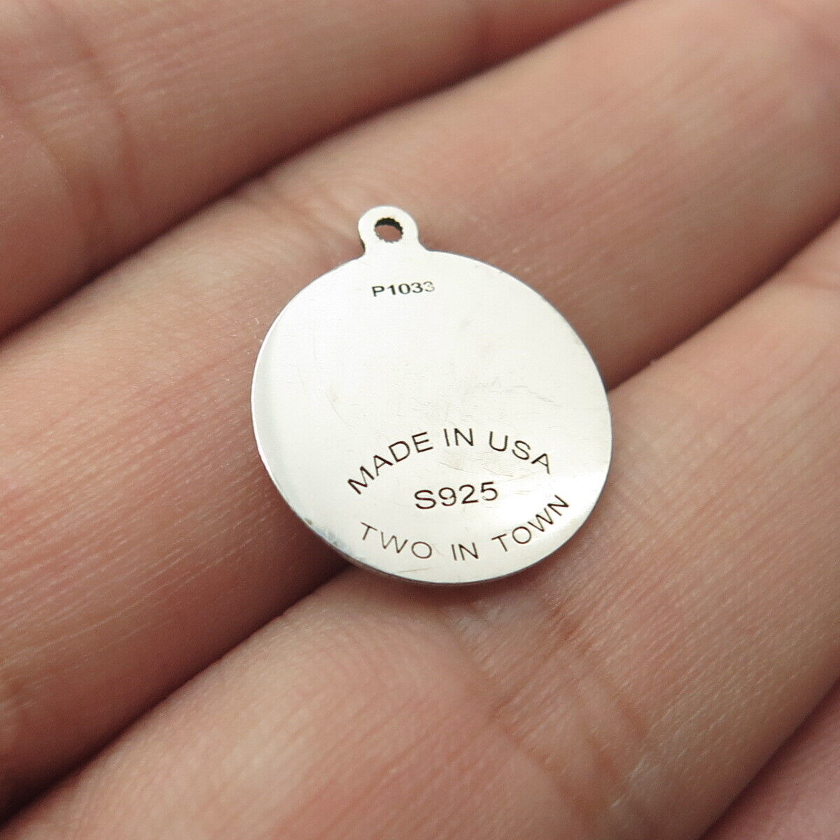 925 Sterling Silver USA Two In Town Eye Charm Pendant