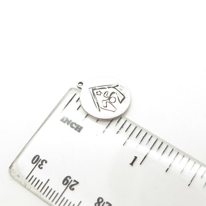 925 Sterling Silver USA Two In Town Doghouse Charm Pendant