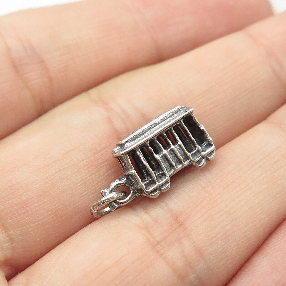 925 Sterling Silver Vintage Streetcar Charm Pendant