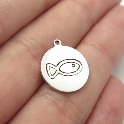 925 Sterling Silver USA Two In Town Fish Charm Pendant