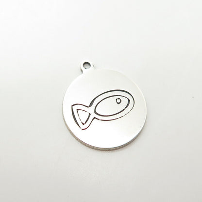 925 Sterling Silver USA Two In Town Fish Charm Pendant