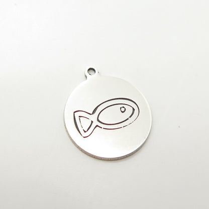 925 Sterling Silver USA Two In Town Fish Charm Pendant