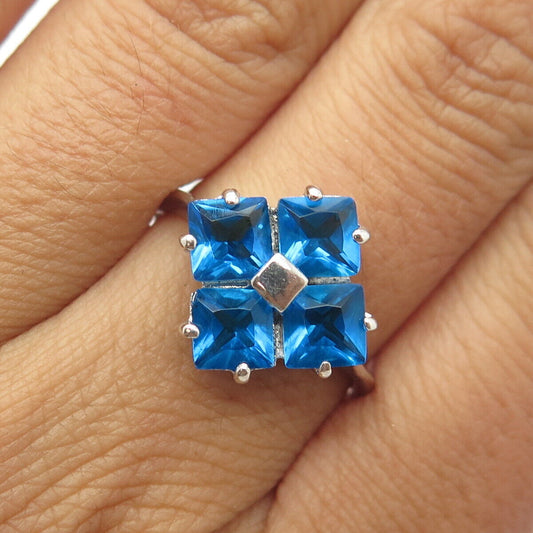 925 Sterling Silver Blue C Z Ring Size 9.5