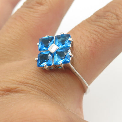 925 Sterling Silver Blue C Z Ring Size 9.5