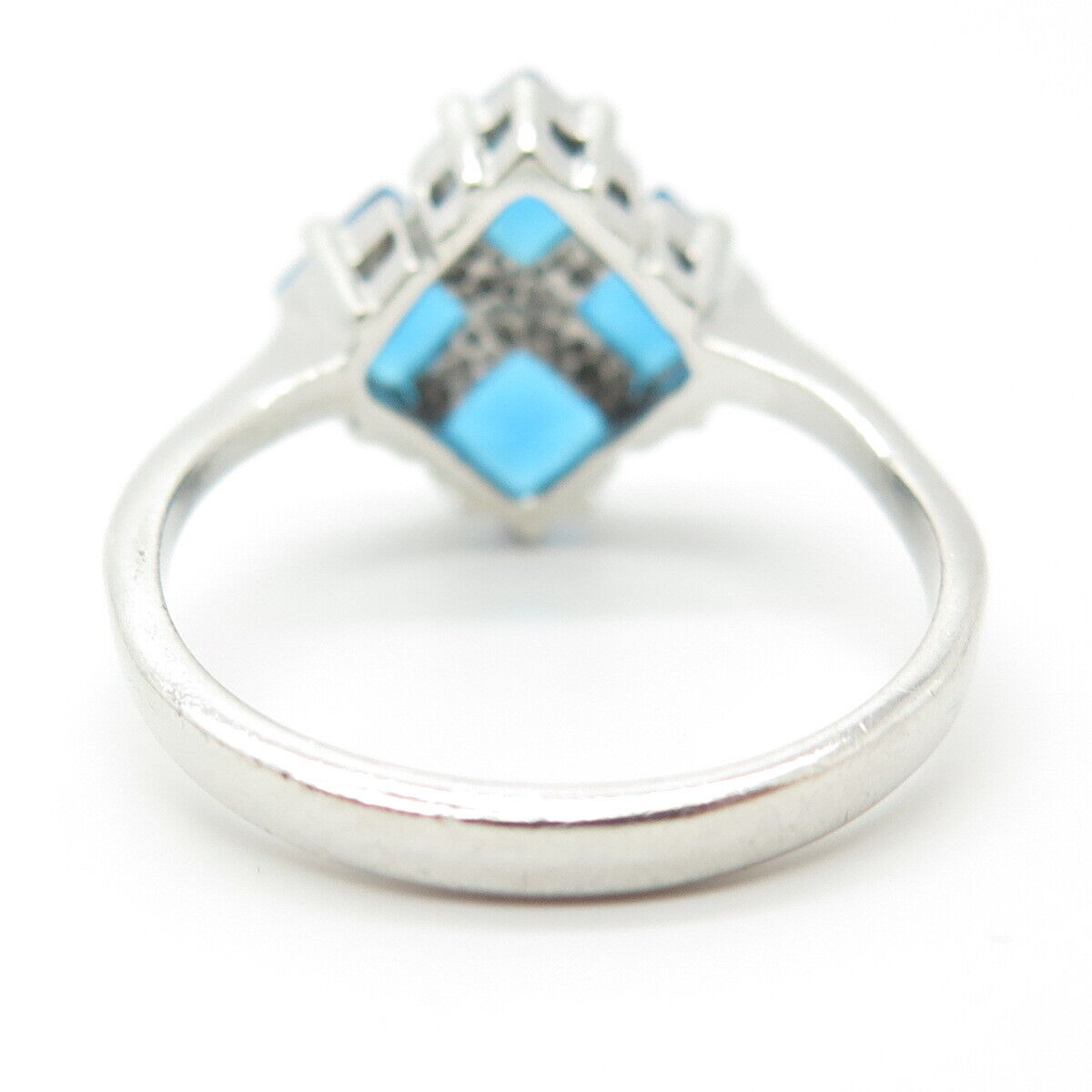 925 Sterling Silver Blue C Z Ring Size 9.5