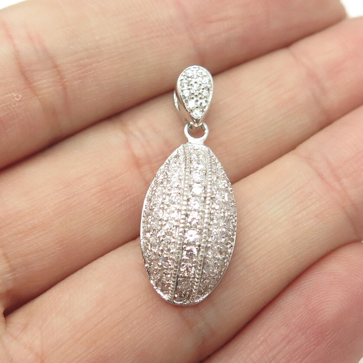 925 Sterling Silver White C Z Dangling Pendant