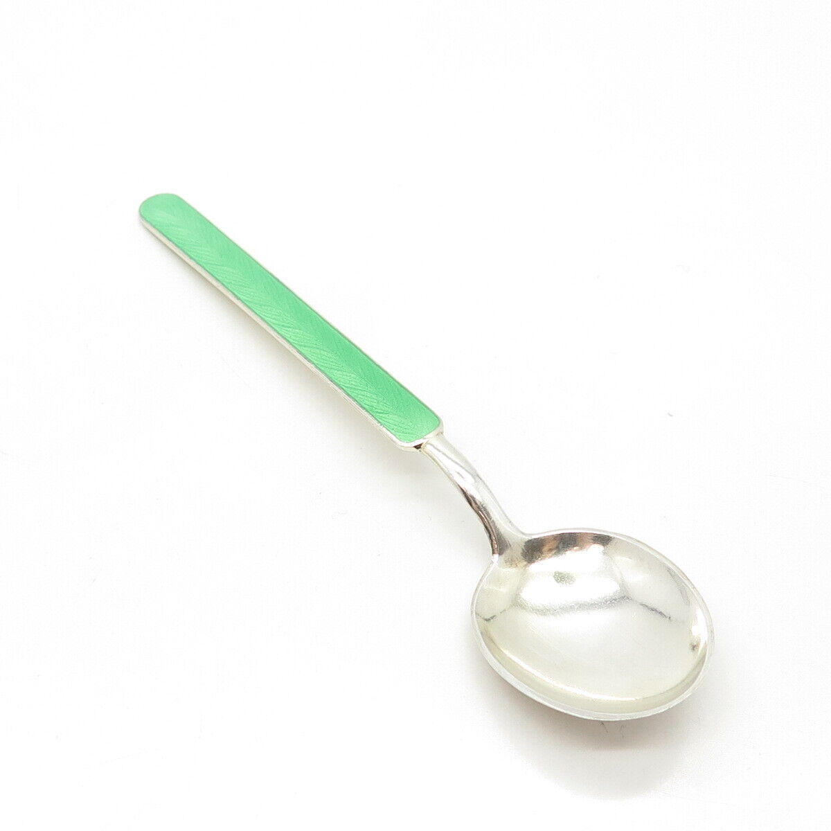 916H Silver Vintage 1950 Koruteollisuus Tillander Finland Guilloche Enamel Spoon