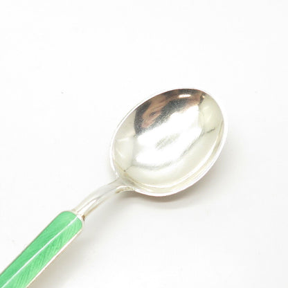 916H Silver Vintage 1950 Koruteollisuus Tillander Finland Guilloche Enamel Spoon