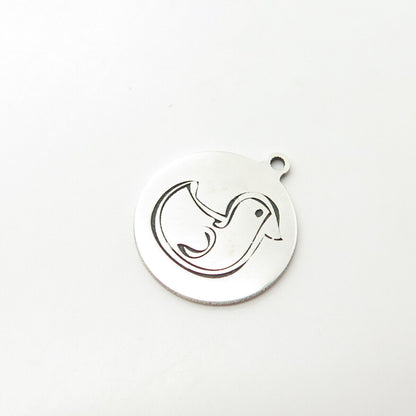 925 Sterling Silver USA Two In Town Duck Charm Pendant