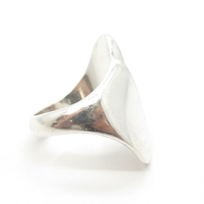 925 Sterling Silver Vintage Modernist Wavy Statement Ring Size 7.75