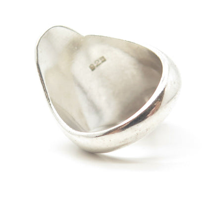 925 Sterling Silver Vintage Modernist Wavy Statement Ring Size 7.75