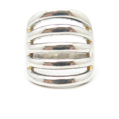 925 Sterling Silver Vintage 5-Row Ribbed Statement Ring Size 6