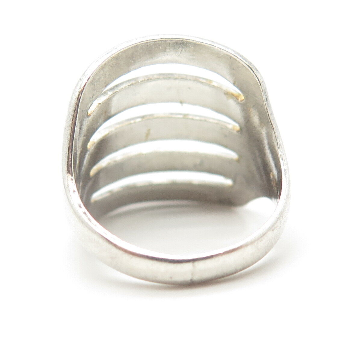 925 Sterling Silver Vintage 5-Row Ribbed Statement Ring Size 6