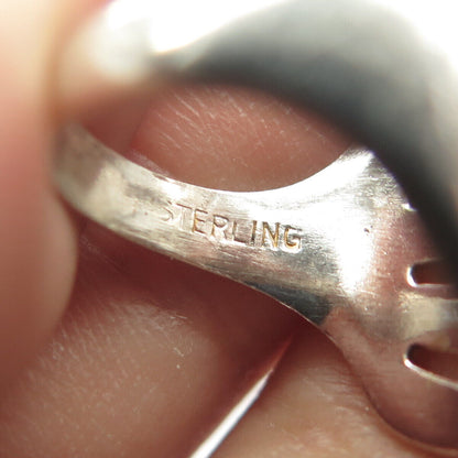 925 Sterling Silver Vintage 5-Row Ribbed Statement Ring Size 6