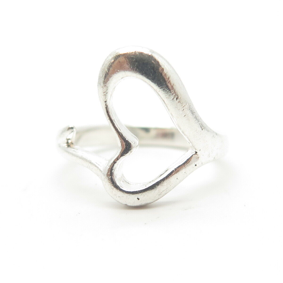 925 Sterling Silver Vintage Open Heart Modernist Ring Size 6.25