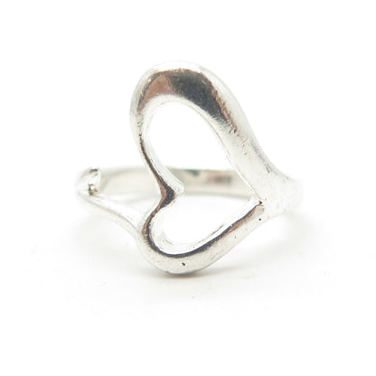 925 Sterling Silver Vintage Open Heart Modernist Ring Size 6.25