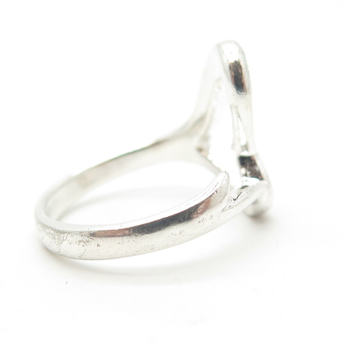 925 Sterling Silver Vintage Open Heart Modernist Ring Size 6.25