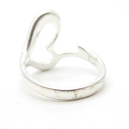 925 Sterling Silver Vintage Open Heart Modernist Ring Size 6.25