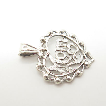 925 Sterling Silver Vintage "Mom" Heart Pendant