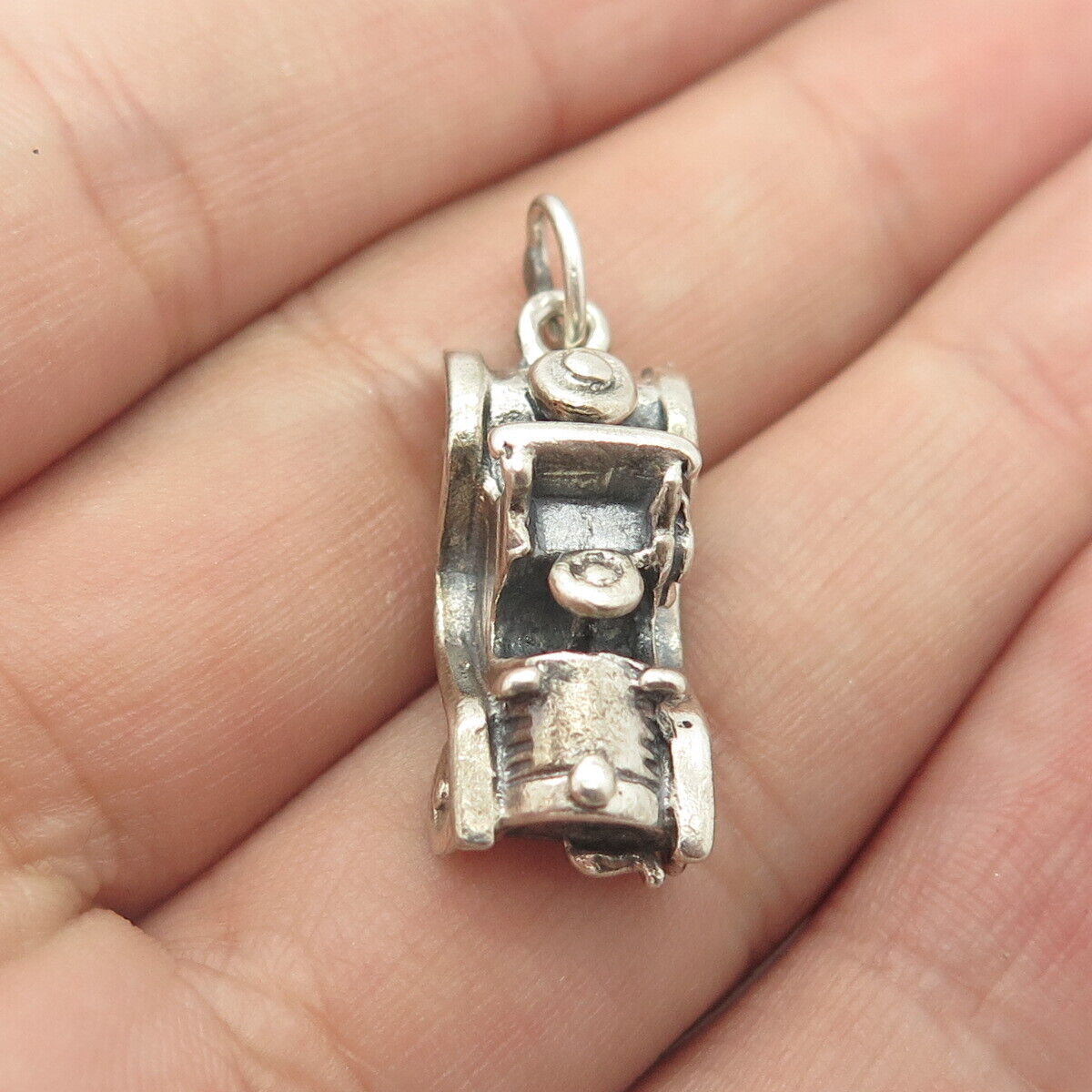 925 Sterling Silver Vintage JewelArt Retro Car 3D Charm Pendant