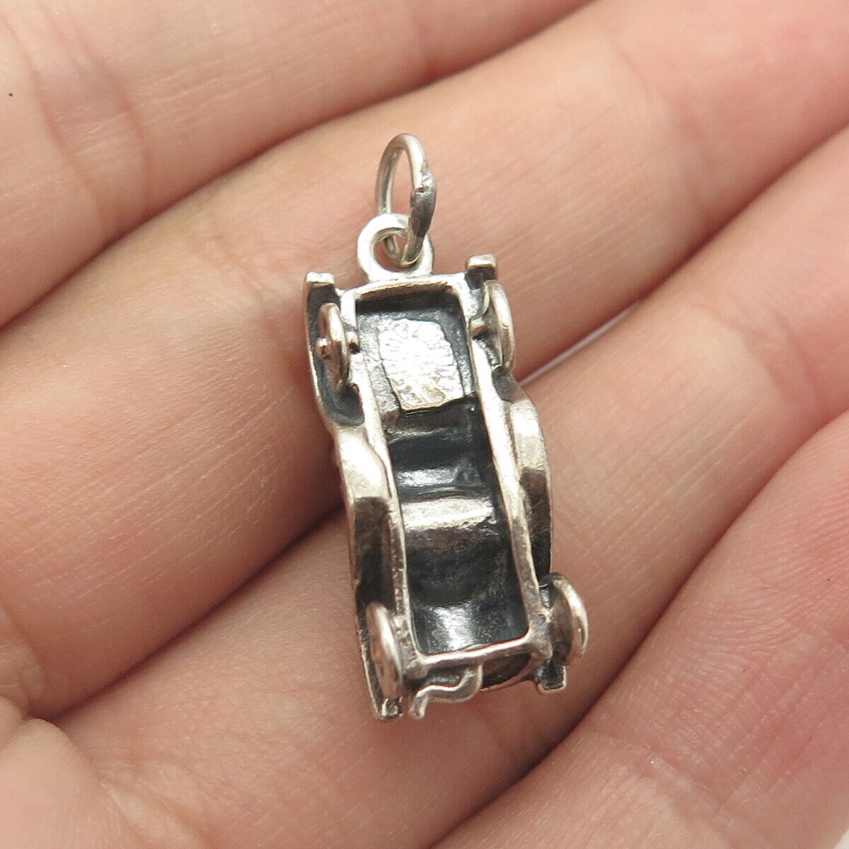 925 Sterling Silver Vintage JewelArt Retro Car 3D Charm Pendant