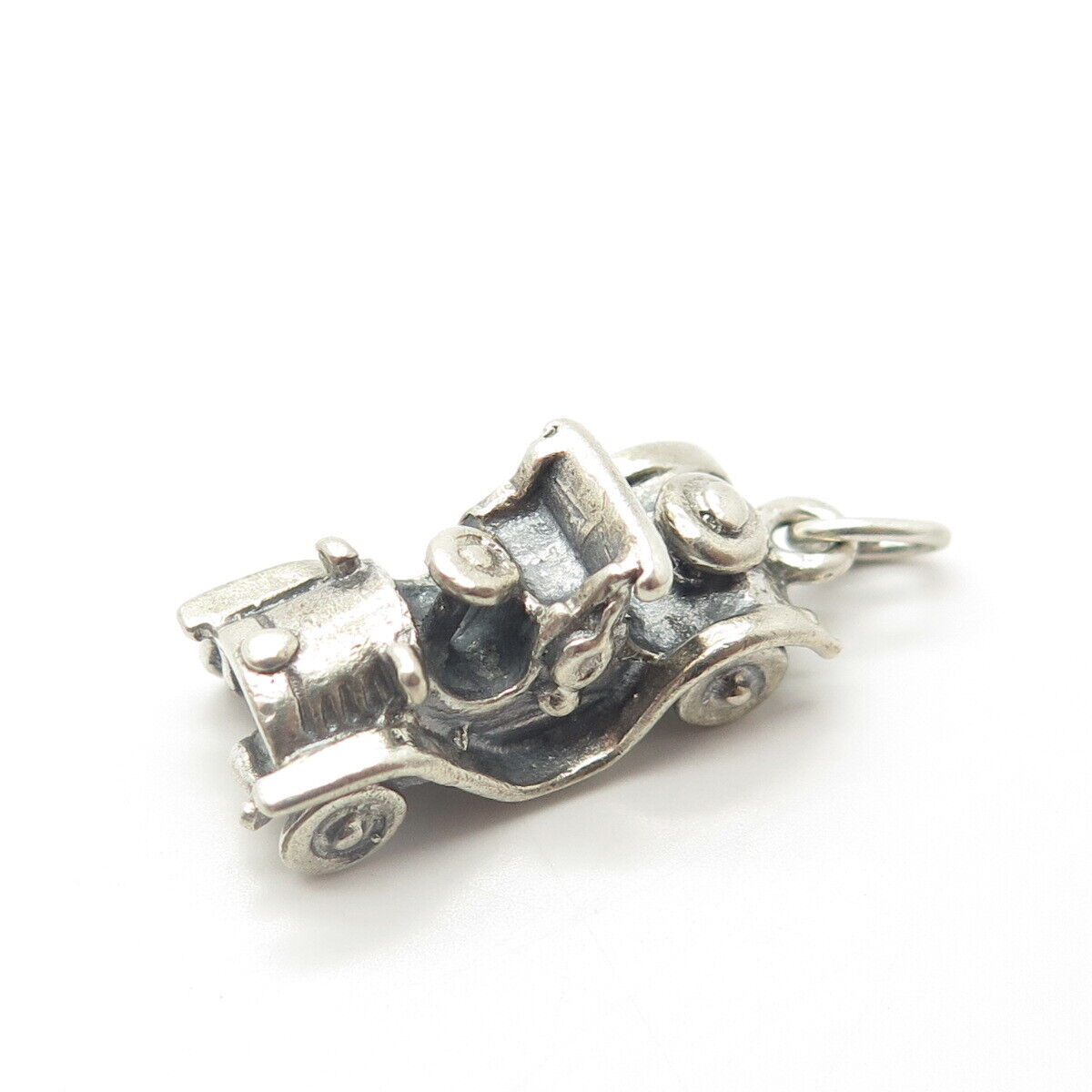 925 Sterling Silver Vintage JewelArt Retro Car 3D Charm Pendant