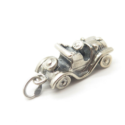 925 Sterling Silver Vintage JewelArt Retro Car 3D Charm Pendant