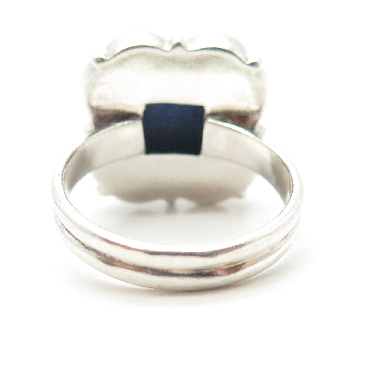 925 Sterling Silver Vintage Nikki Butler Real Pearl Lapis Lazuli Ring Size 10.25