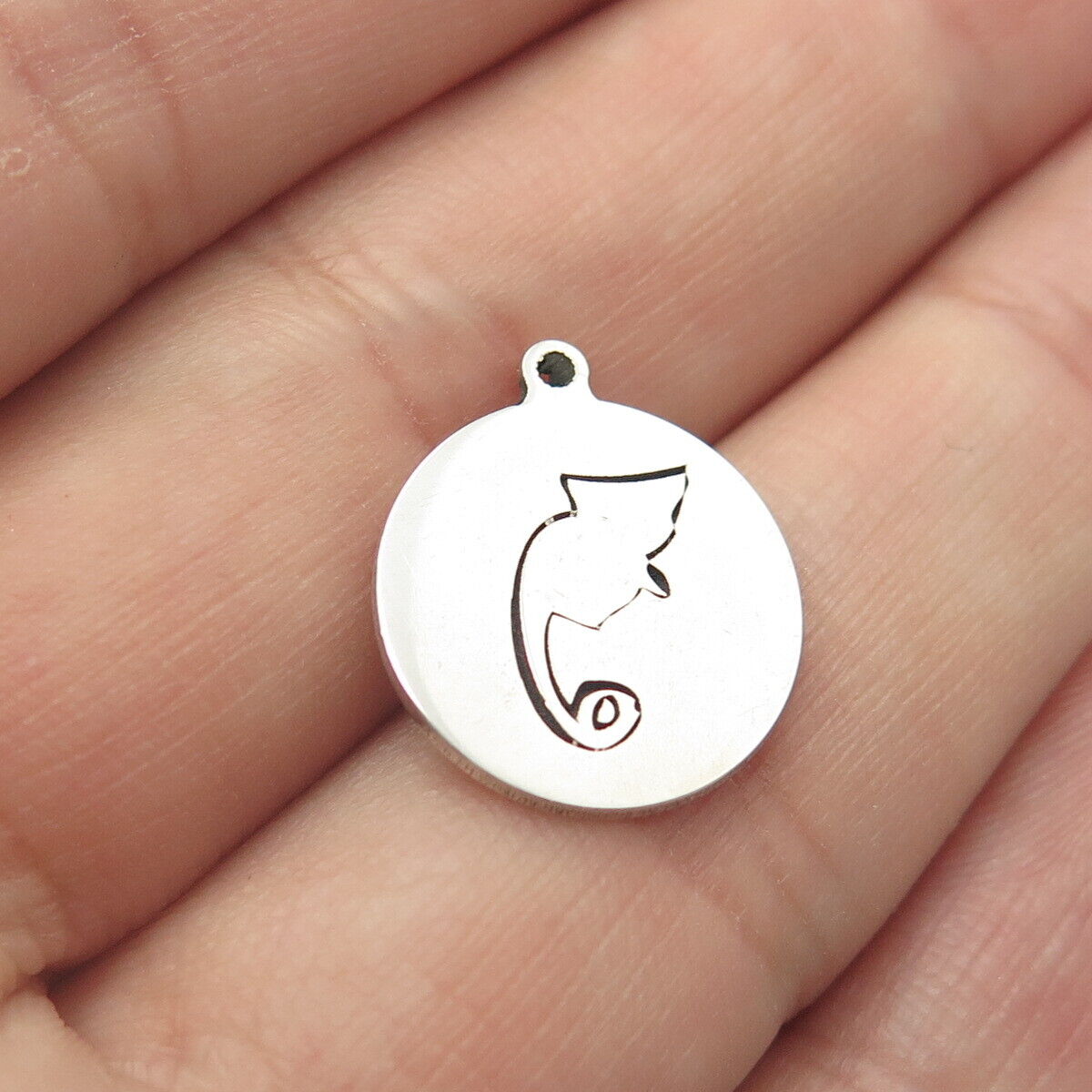 925 Sterling Silver USA Two In Town Chameleon Charm Pendant