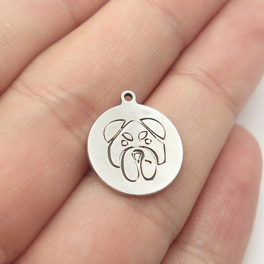 925 Sterling Silver USA Two In Town Bulldog Dog Charm Pendant