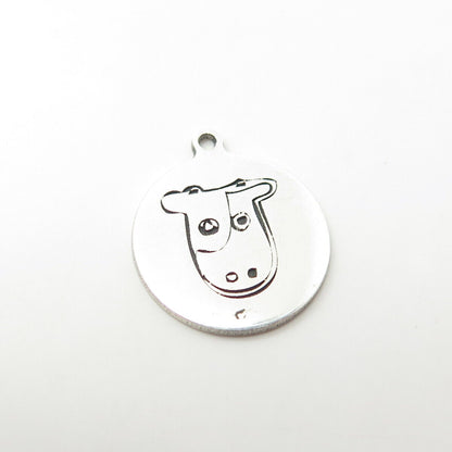 925 Sterling Silver USA Two In Town Cow Charm Pendant