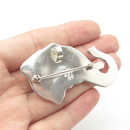 925 Sterling Silver Vintage Mexico Real Opal Elephant Pin Brooch / Pendant