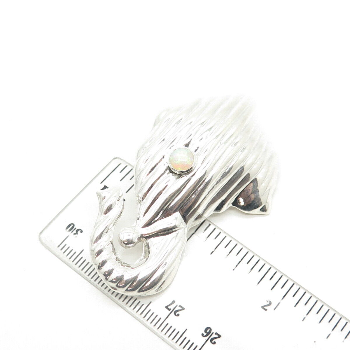 925 Sterling Silver Vintage Mexico Real Opal Elephant Pin Brooch / Pendant