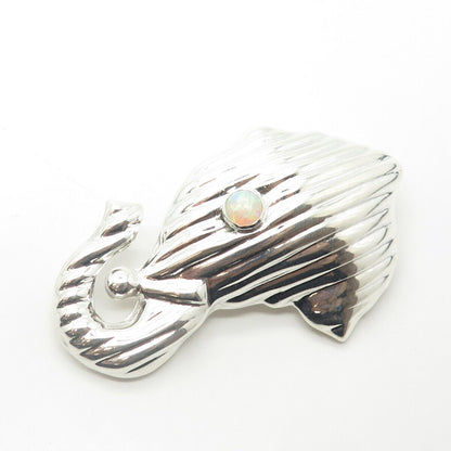 925 Sterling Silver Vintage Mexico Real Opal Elephant Pin Brooch / Pendant