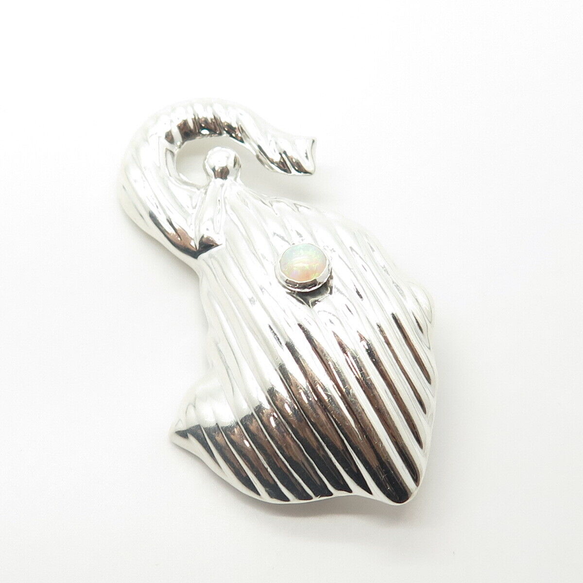 925 Sterling Silver Vintage Mexico Real Opal Elephant Pin Brooch / Pendant