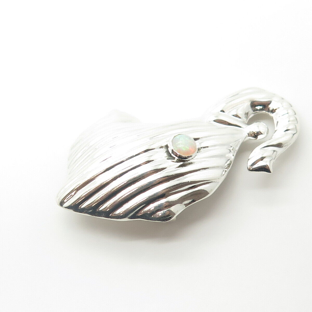 925 Sterling Silver Vintage Mexico Real Opal Elephant Pin Brooch / Pendant