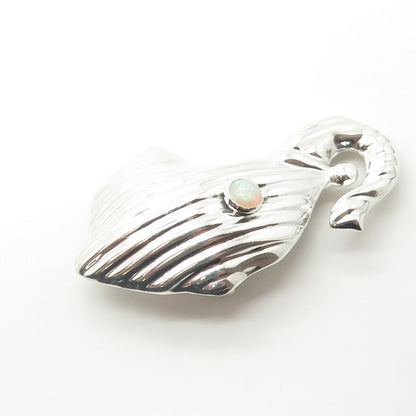 925 Sterling Silver Vintage Mexico Real Opal Elephant Pin Brooch / Pendant